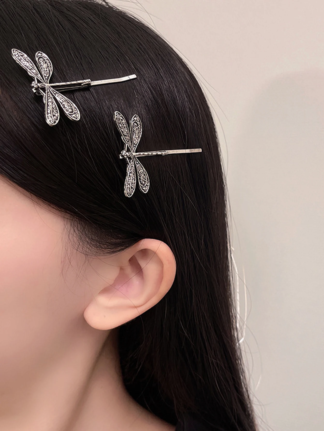 2Pcs/Set Fashion Vintage Dragonfly Barrettes Hairpin Hair Clips For Women Girls Headwear Bangs Side Hair Accessories