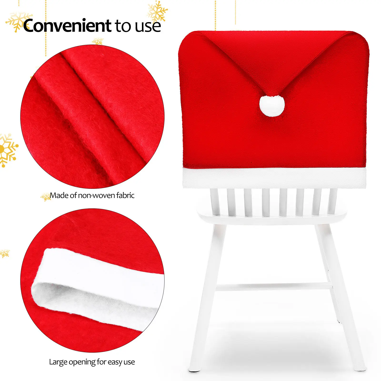 10Pcs Christmas Chair Covers Non-Woven Fabric Soft Comfortable Chair Protector Slipcover for Home Party Window Display Indoor