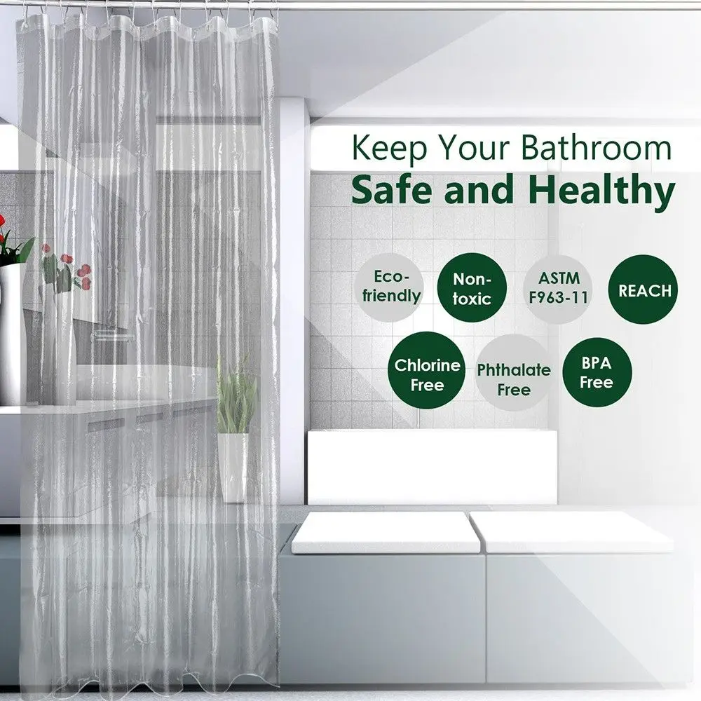 PEVA Plastic Shower Curtain Waterproof Transparent Luxury Bath Curtain