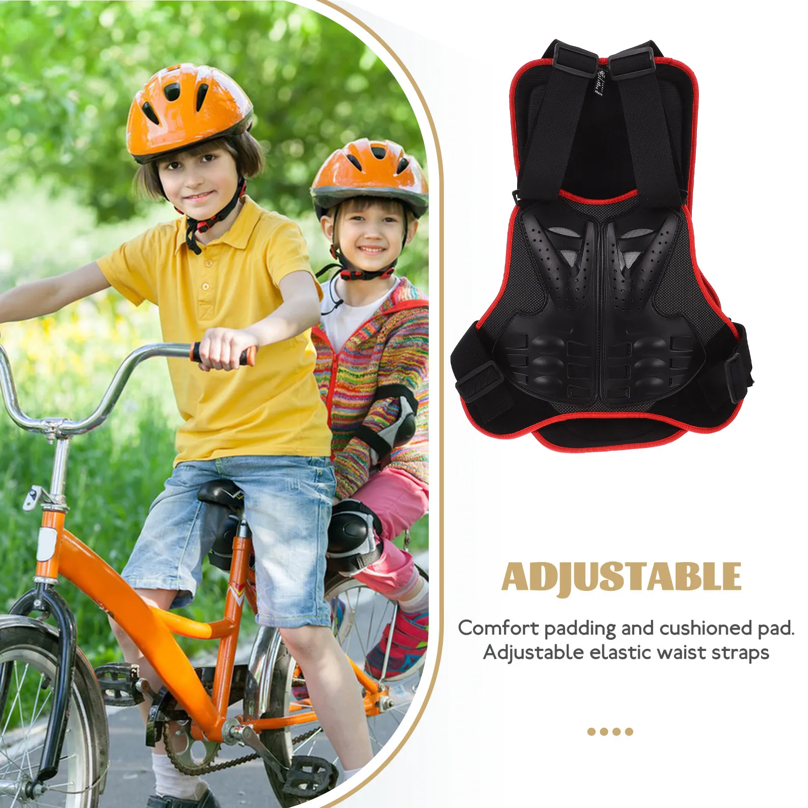 Kid Protective Vest Cycling Motorbike Activities Wear-Resistant Eva Pe Material Comfort Padding Ergonomic Design Adjustable