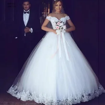 Personalizado branco vestido de baile feminino vestidos de casamento rendas apliques fora do ombro vestidos de noiva formal vestido de noiva robe de mariée
