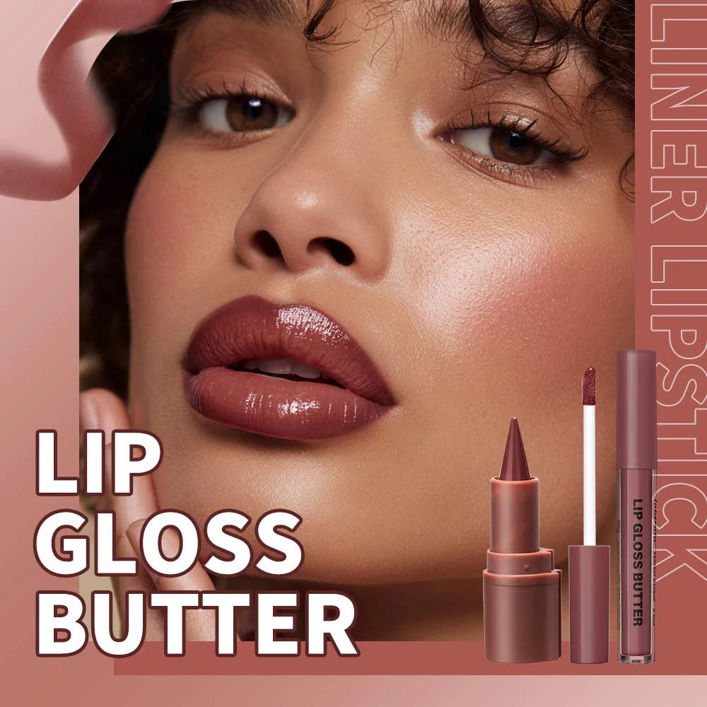 مجموعة تحديد الشفاه وملمع الشفاه ثلاثية الأبعاد تركيبة ترطيب مرطبة تحديد الشفاه للمناسبات المتعددة الاستخدام مكياج طبيعي