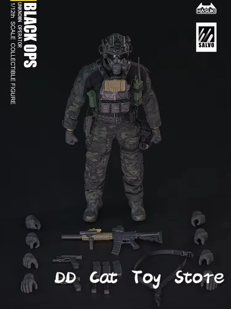 Em estoque sasuki sa01 escala colecionáveis preto ops noite equipe de ação conjunto completo 1/12th homem soldado figura ação modelos corpo brinquedos