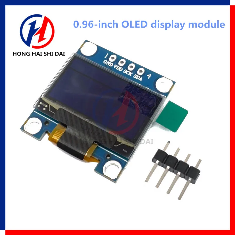 Módulo de Exibição Branca Serial OLED IIC, Placa de Tela LCD, GND, VCC, SCL, SDA, 0,96 ", 128x64, I2C, SSD1306, 12864