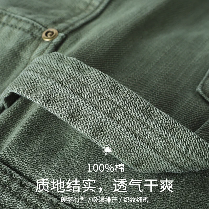 26SS Japanese Workwear Vintage Heavyweight Pure Cotton Twill Work Shorts Summer Washed Pattern Lumberjack Style Thick & Durable