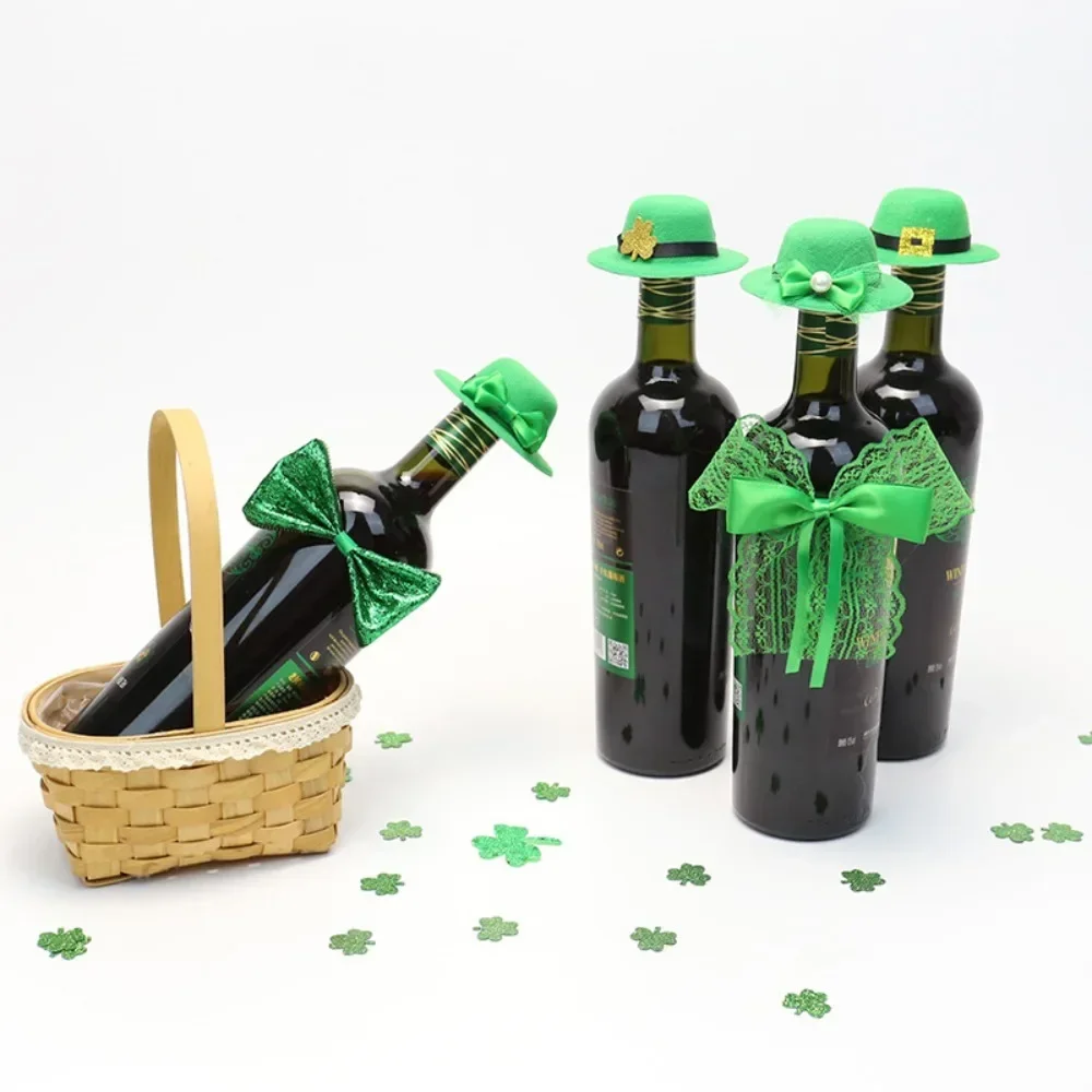 

Irish Party Scene Decoration Props Saint Patrick Wine Bottle Decoration Green Wine Bottle Cap Bow Tie 2025