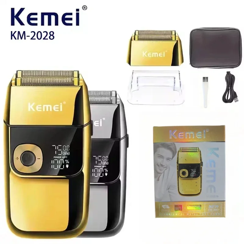 

Kemei Gift Box KM-2028 USB Charging Portable three-speed Adjustable LCD digital display Metal body Men's electric shaver