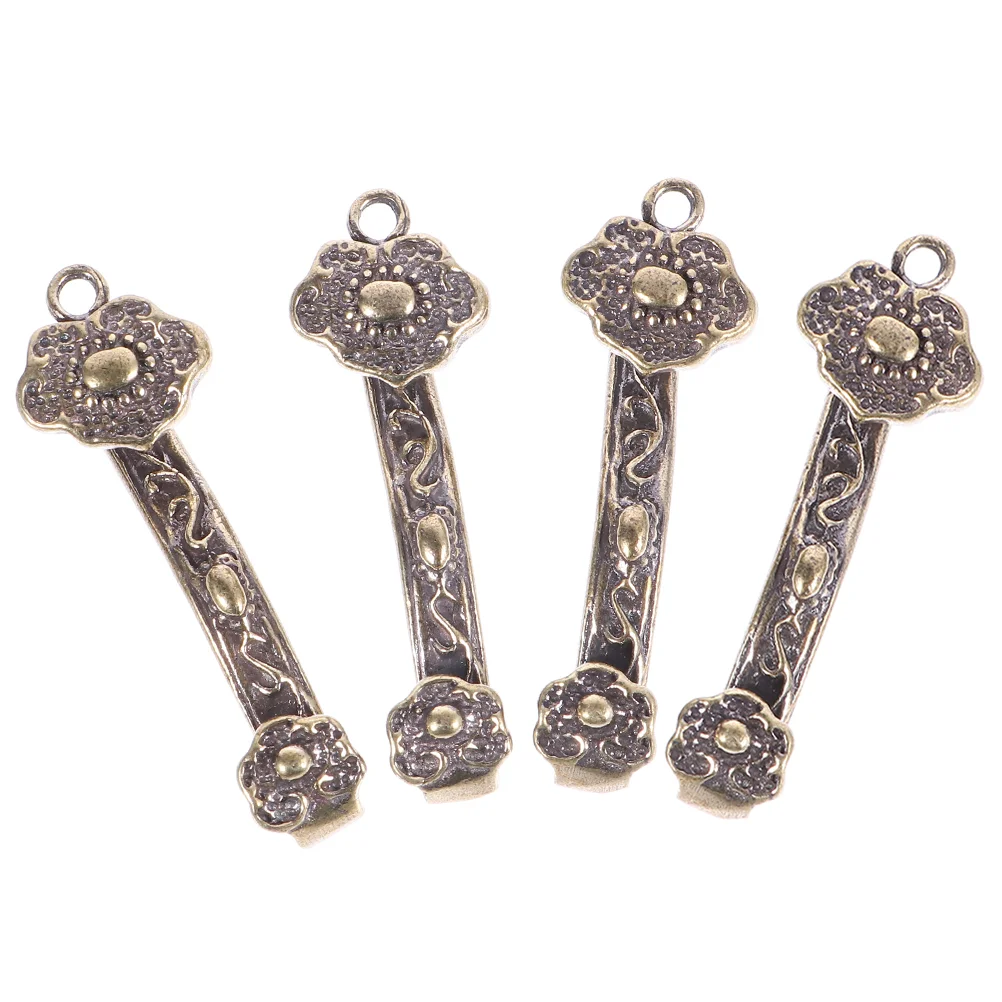 

4 Pcs Chinese Ruyi Keychain Pendants Copper Jewelry Accessories Fashion Craft Pendants Traditional Craft for Casual