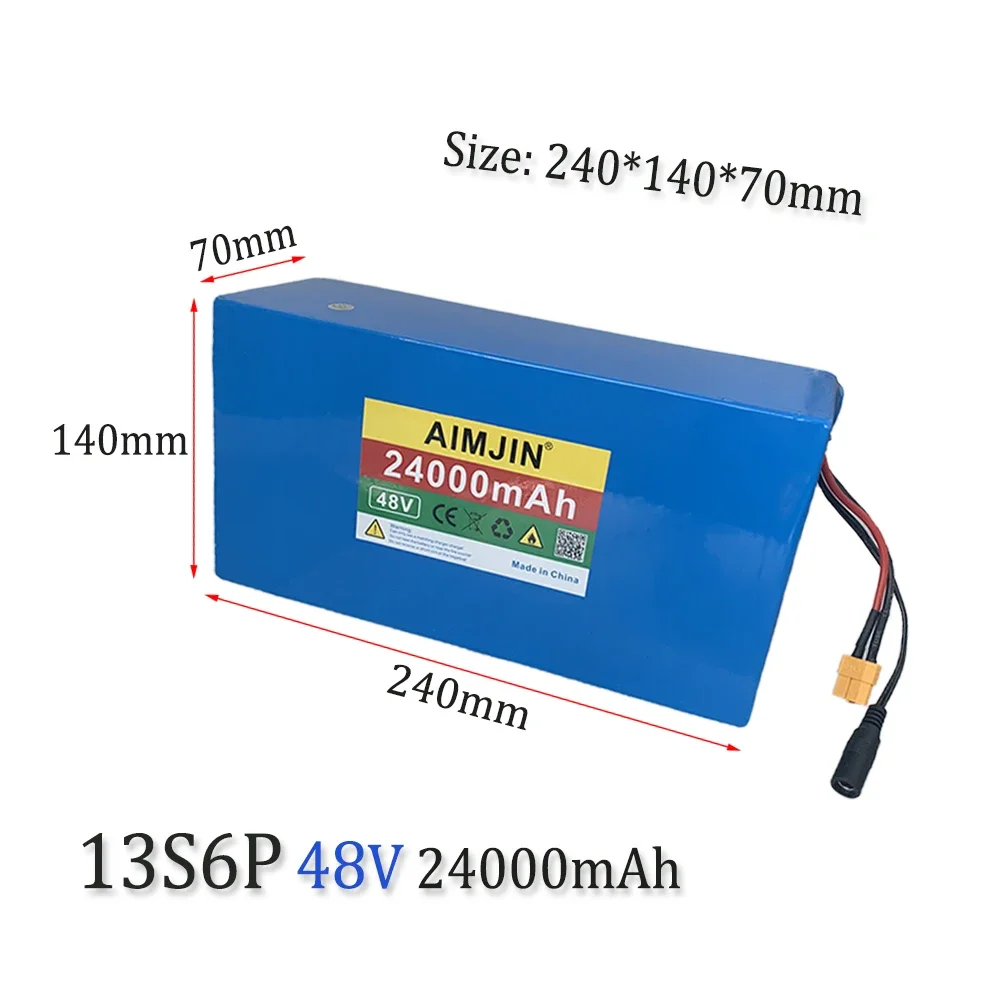 Construído em bateria de íon-lítio 50A BMS 48V 24000mAh 13S6P, bateria de scooter motorizada Citycoco de 2000W + carregador de 54.6V