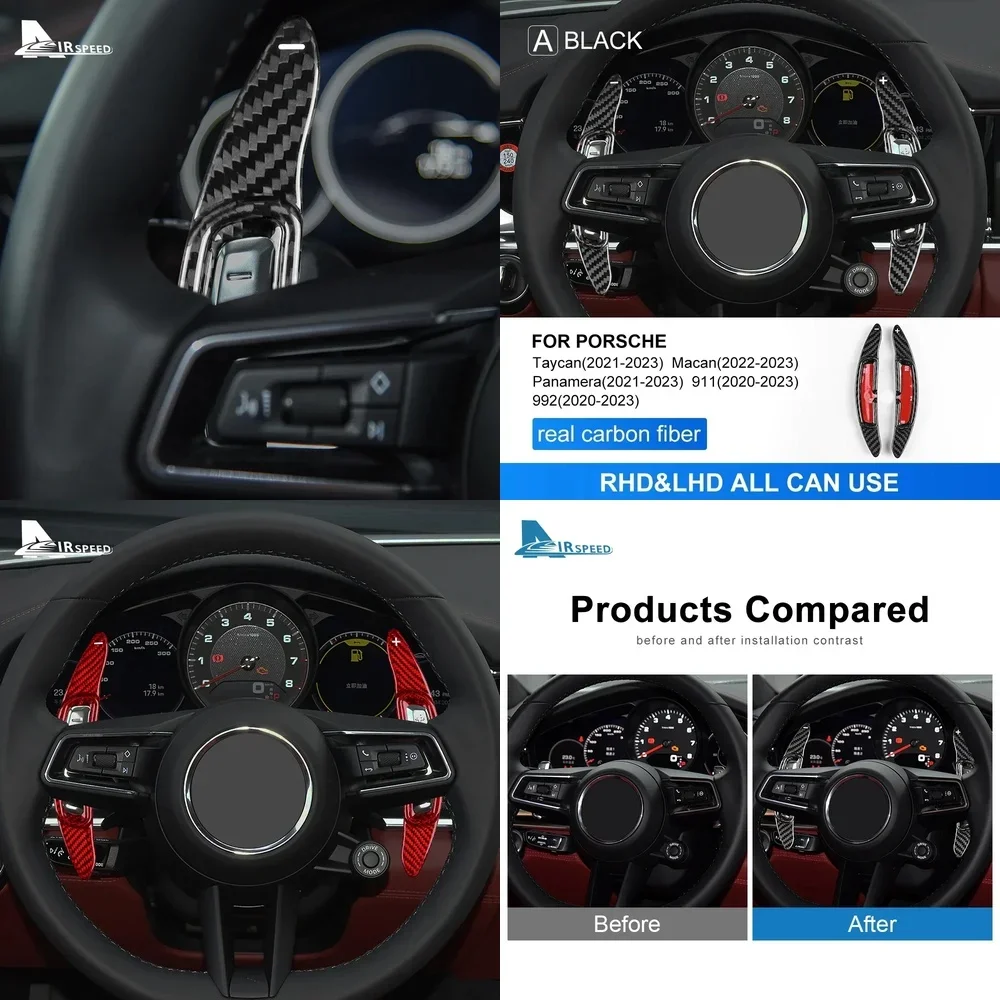 

Накладка на подрулевые лепестки из твердого сухого карбона для Porsche Taycan Panamera Macan 911 992, наклейка для отделки интерьера