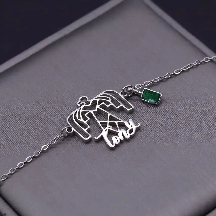 Todorova Custom Name Dapeng Bird Bracelet, Minimal Delicate Stainless Steel Chain, Powerful Totem Bird Daily Wrist Jewelry