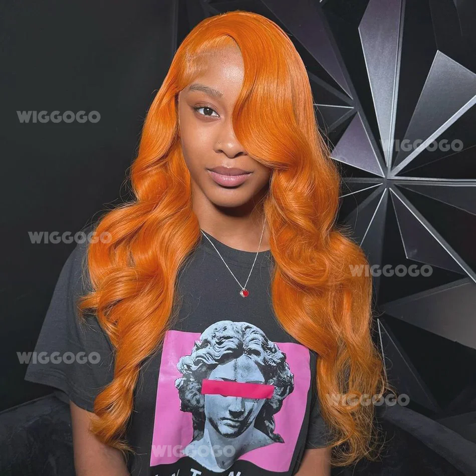 Peluca con malla Frontal de jengibre naranja ondulado con cuerpo de cabello humano 13X4, peluca de color prearrancada Frontal de encaje 13X6 Hd para mujeres negras de 30 y 36 pulgadas
