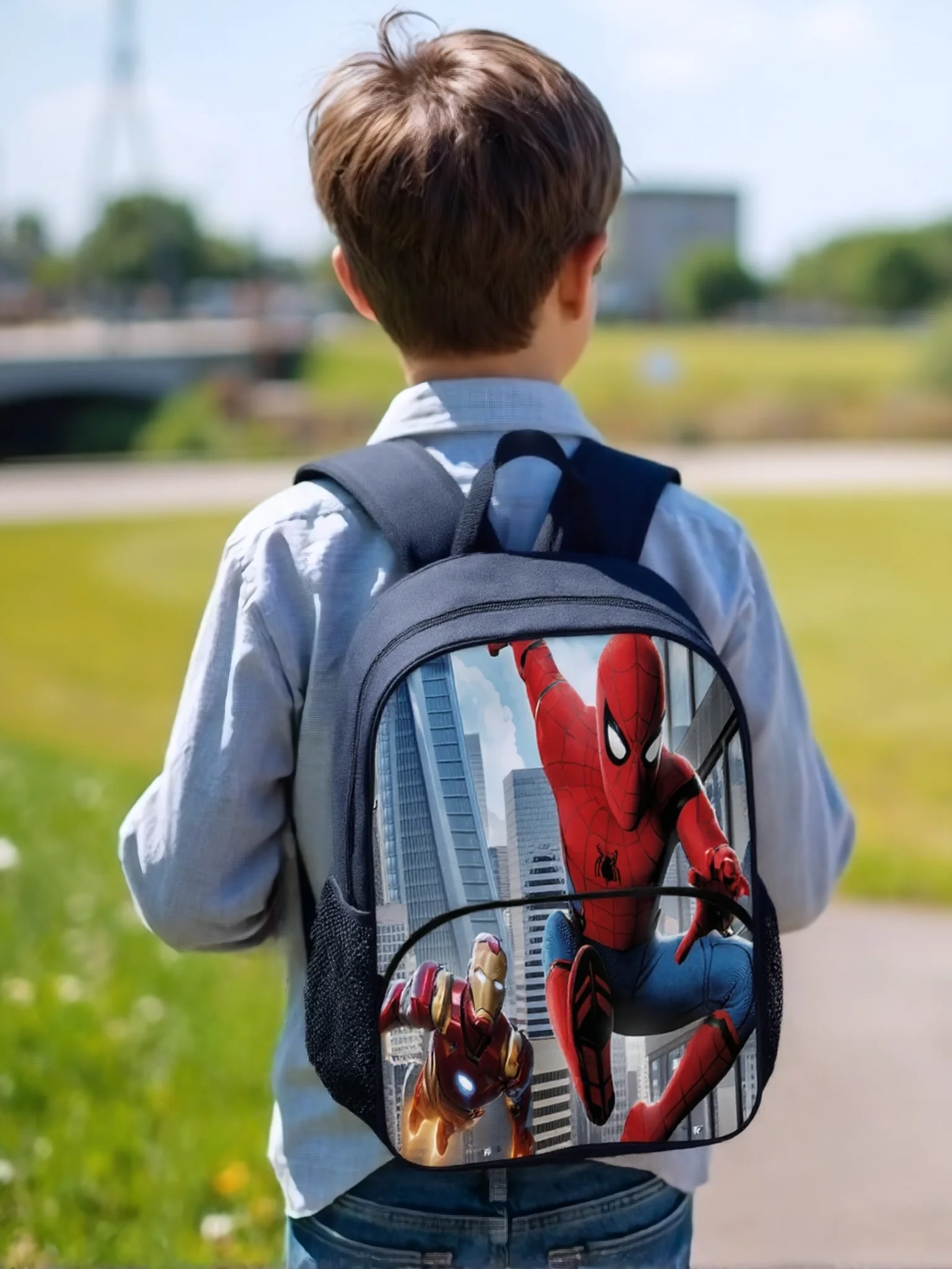 Unisex Children Spider-Man Multifunction Backpack-Large Capacity Daypack-Front Pocket School Bag for Girls