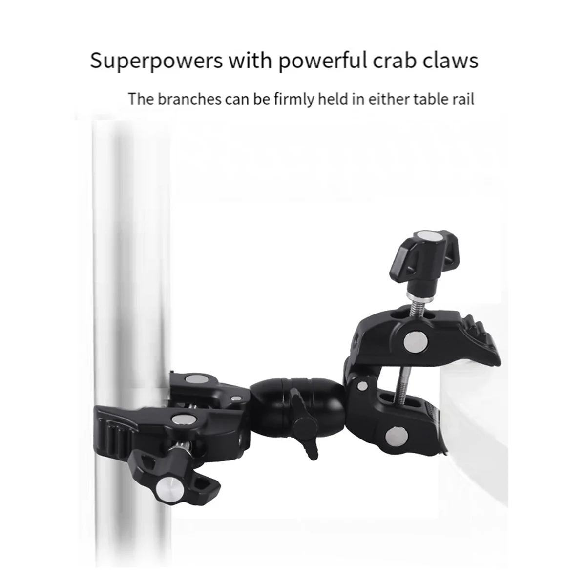 Double Metal Super Clamp Articulating Arm Clip 360° Dual-Head Super Clamp for Umbrella Monitor LED Light