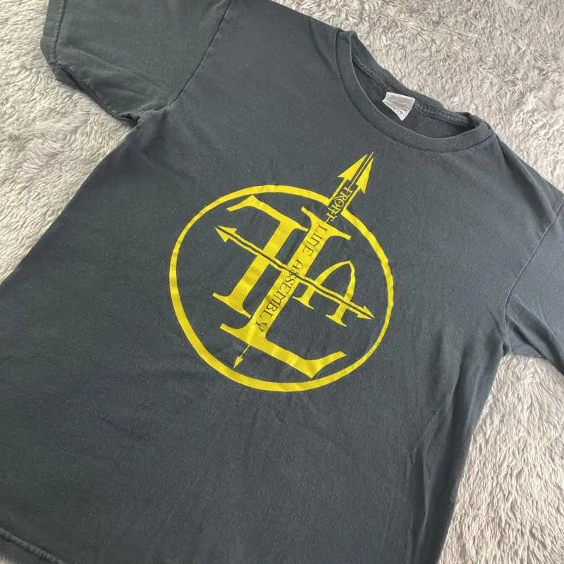 Front Line Assembly T Shirt Mens Medium Black Yellow FLA Industrial Band Music EBM