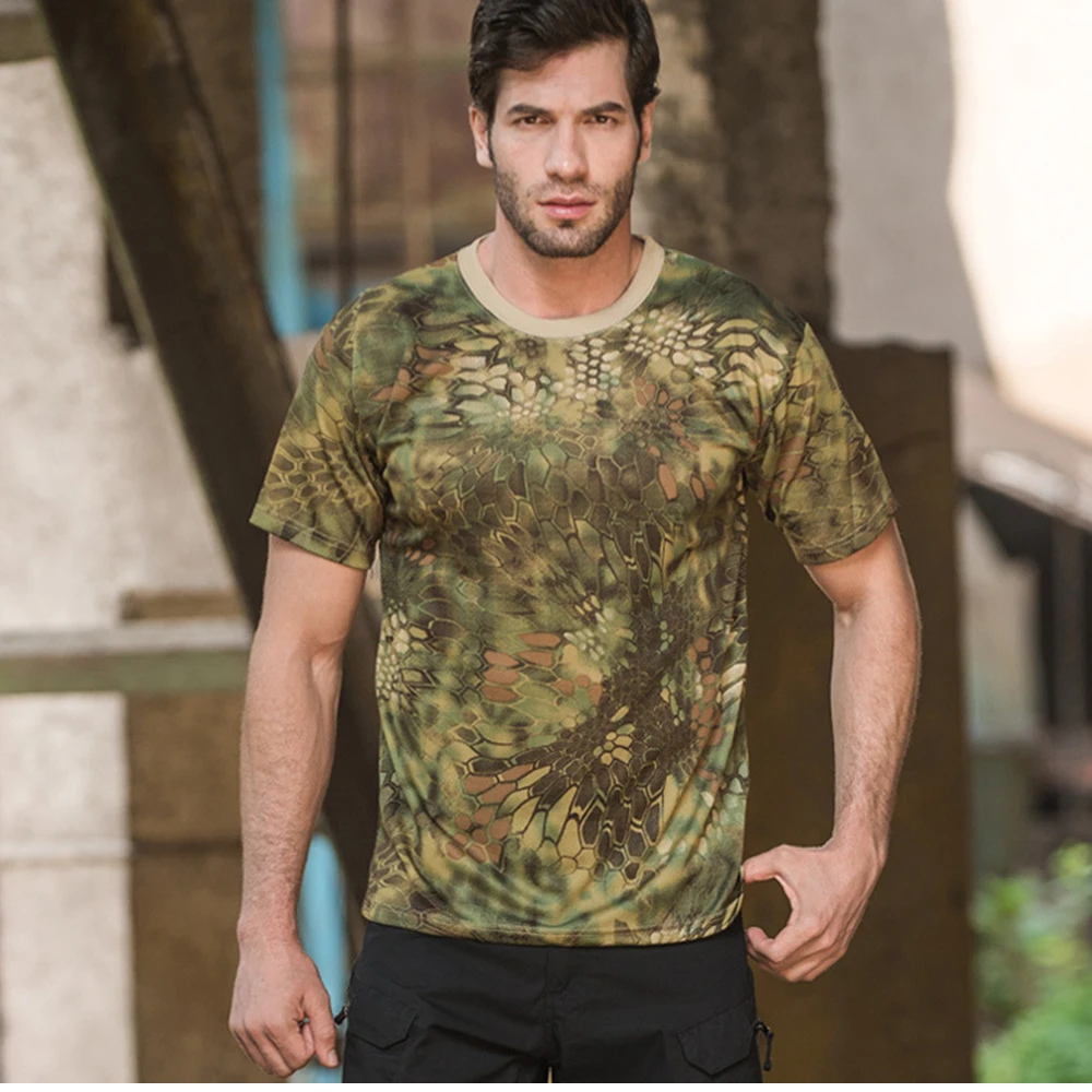 Outdoor-Sport Herren T-Shirts 3D Camouflage Schnelltrocknend O-Ausschnitt Kurzarm Oberteile Shirt Camo Wandern Jagd T-Shirt 2026 Mode – Detail 15