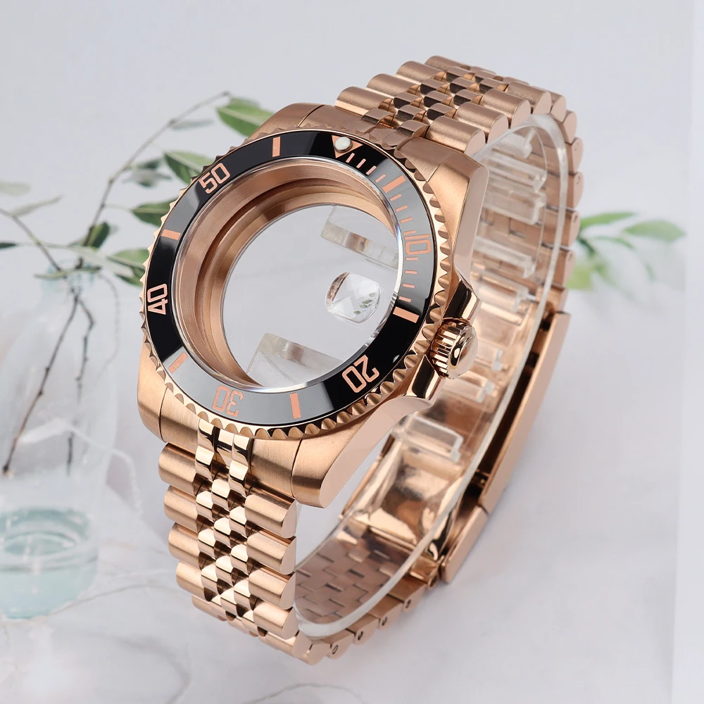

40mm NH35 Watch Cases Sapphire Glass For SUB NH35 NH36/34 NH38 Miyota8215 ETA2824 Jubilee Bracelet 120Clicks Ceramic Bezel 20ATM