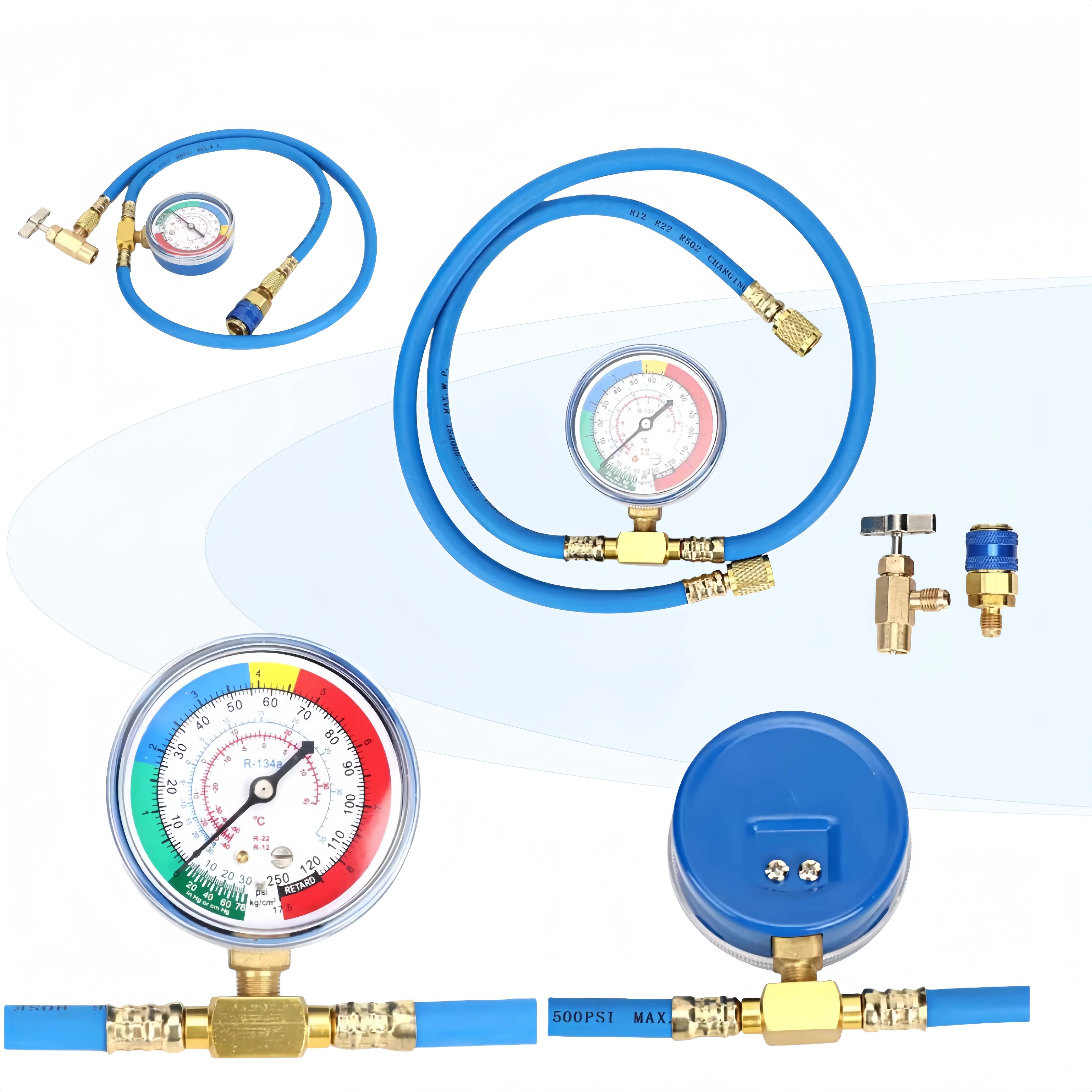 

Шланг для заправки хладагента R134A с манометром, комплект для заправки автомобильных кондиционеров, инструмент для измерения давления в системах ОВКВ для заправки и ремонта
