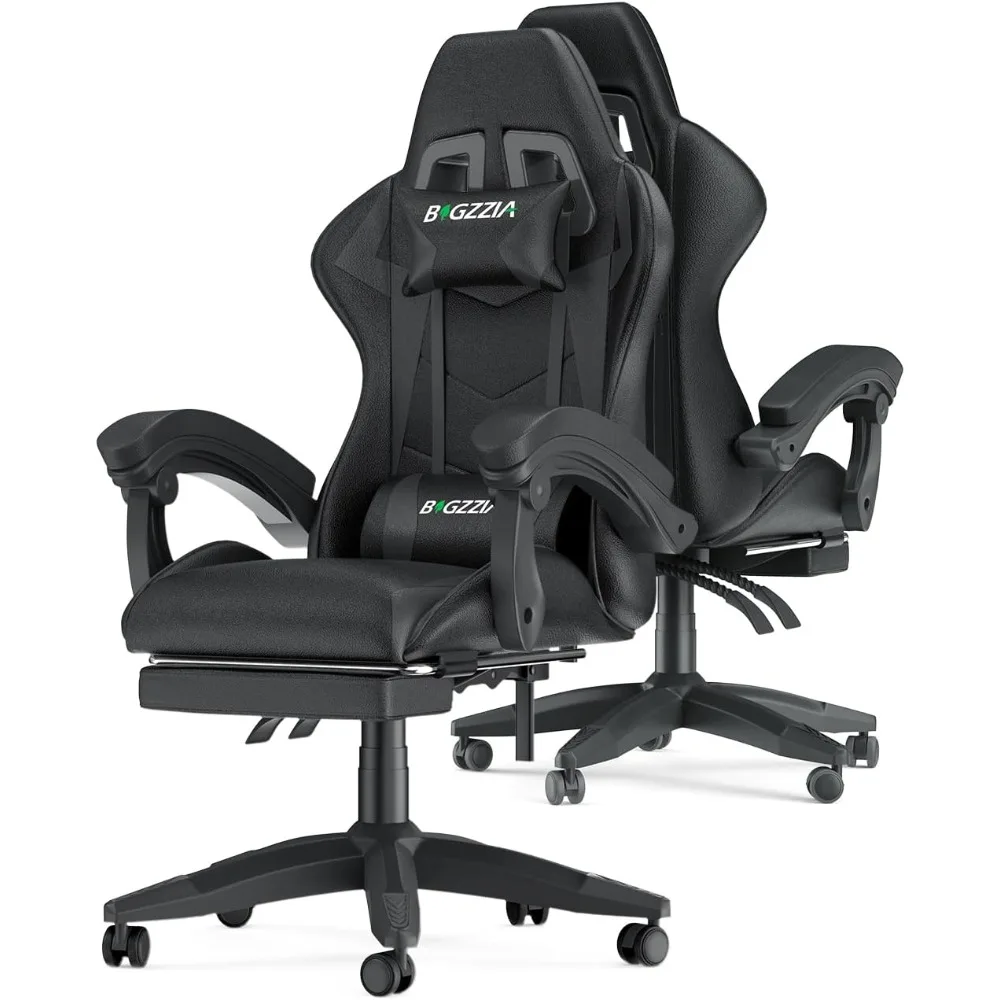 

Gaming Chair with Footrest, Ergonomic Computer Game Chairs, Headrest and Lumbar Support, Adjustable Height, Reclining