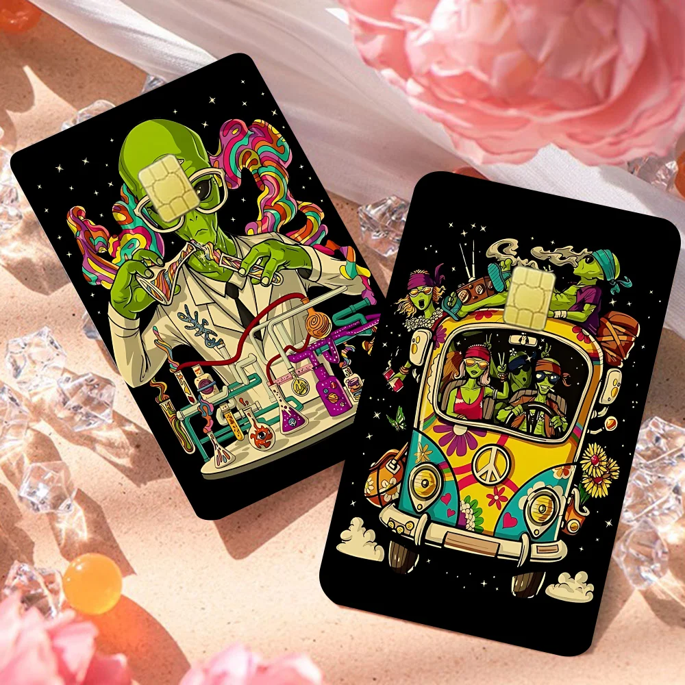 

Модный Alien 2024, аниме, мультяшные наклейки на кожу, пленочная лента, чехол для большой кредитной дебетовой карты, передняя сторона