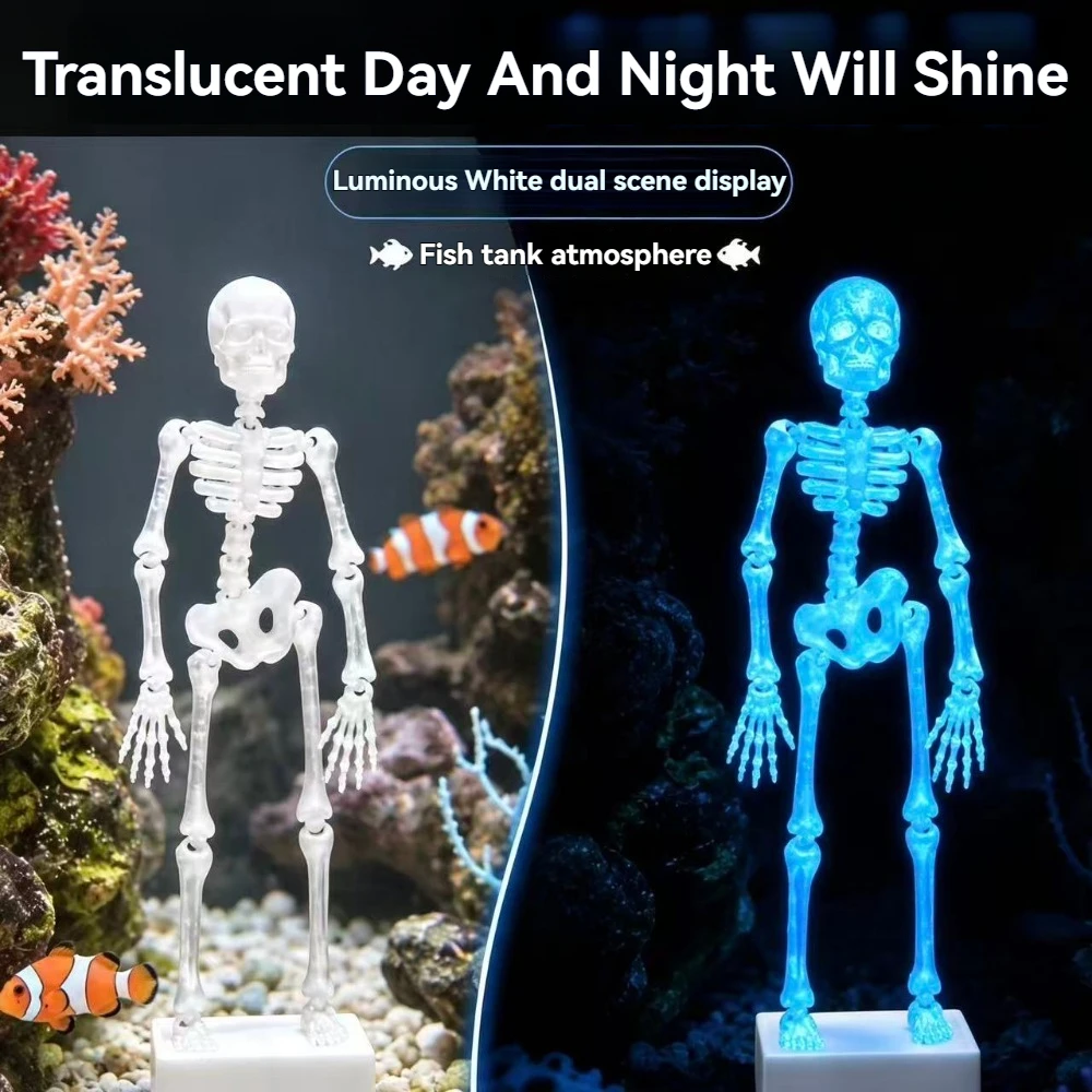 3D Printed Movable Skull Ornament Aquarium Landscape Decor Underwater Scene Layout Accessory Fish Tank Landscaping Ornament