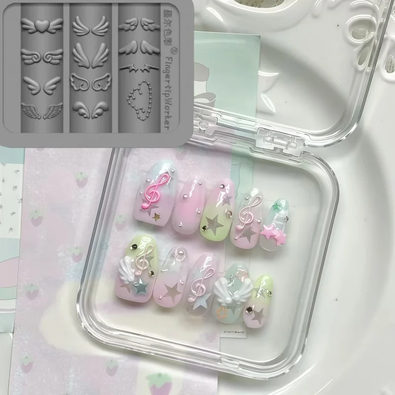 Y2K Mini Cute Butterfly Wings Note Bowtie 3D Nail Art Decorations Transparent Silicone Mold for Nail Artistry