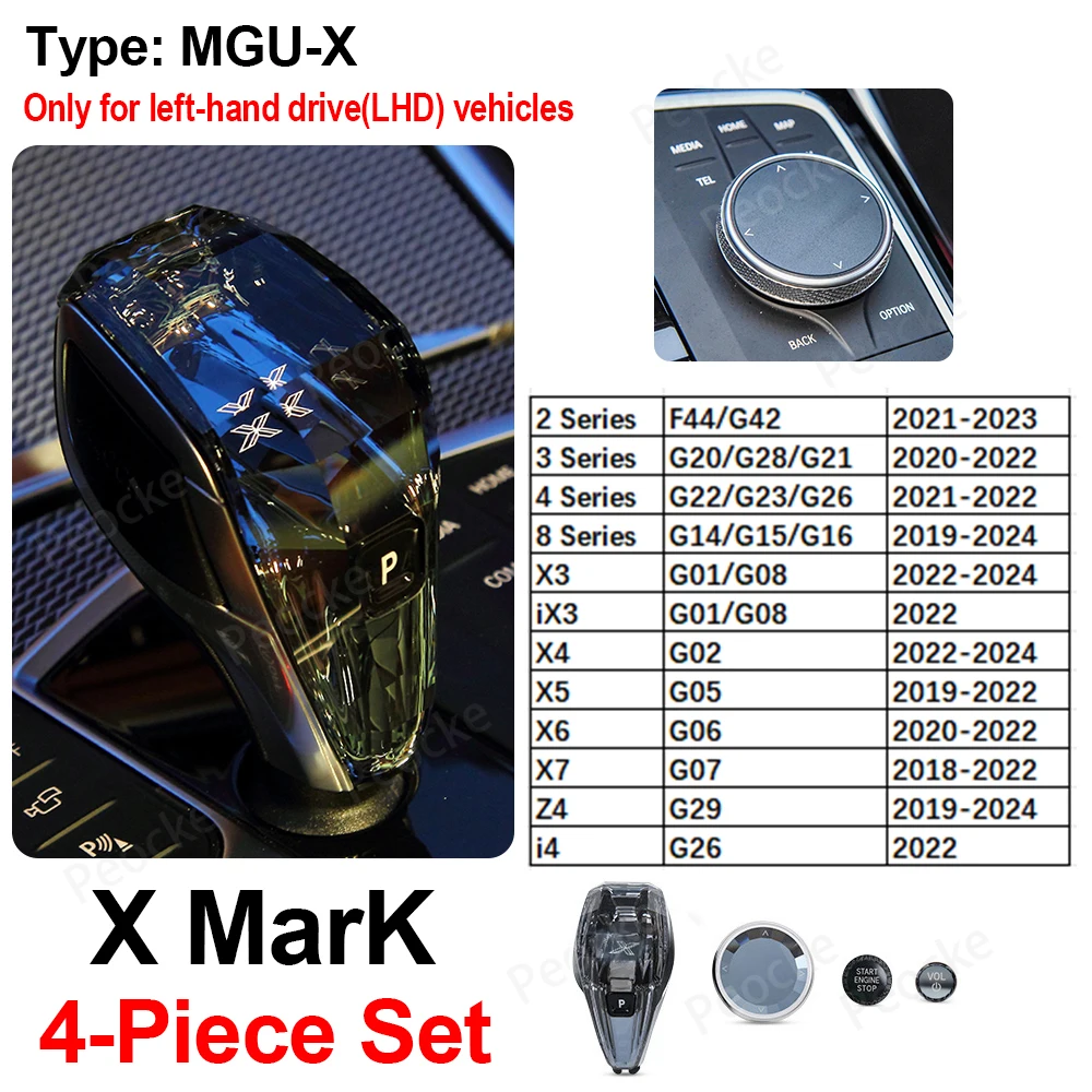 Crystal Versnellingspookknop Voor BMW G20 G26 iX3 G08 X4 G02 X6 G06 X7 G07 G28 G22 G14 Z4 G29 X5 G05 Auto Crystal Gear Rod 4-delige Set