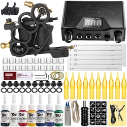 Complete Coil Tattoo Machine Kit Set with Tattoo Needles Power Supply Pigment Ink Tattoo Kit Accessories
