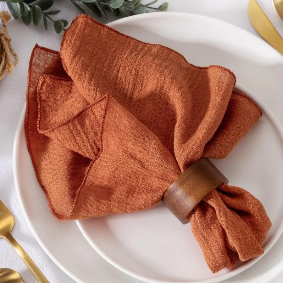 

Осенние тканевые салфетки на День Благодарения, набор из 6 терракотовых обеденных хлопковых льняных салфеток, которые можно стирать, 16,5 "× 16,5" для свадебной вечеринки.