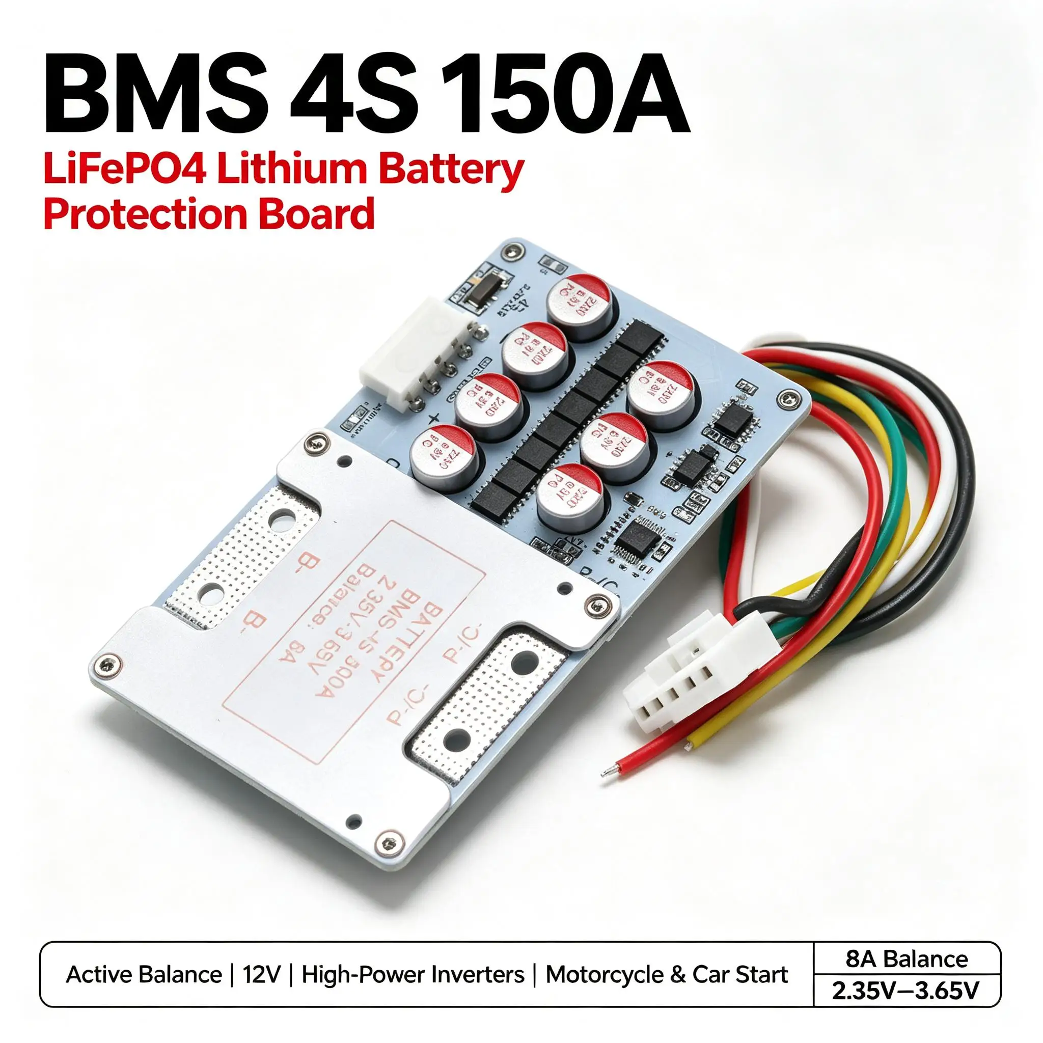 DYKB BSM 4S 150A LiFePO4 Active Balance Lithium Battery Protection Board 12V Battery HighPower Inverters Motorcycle Car Start DC