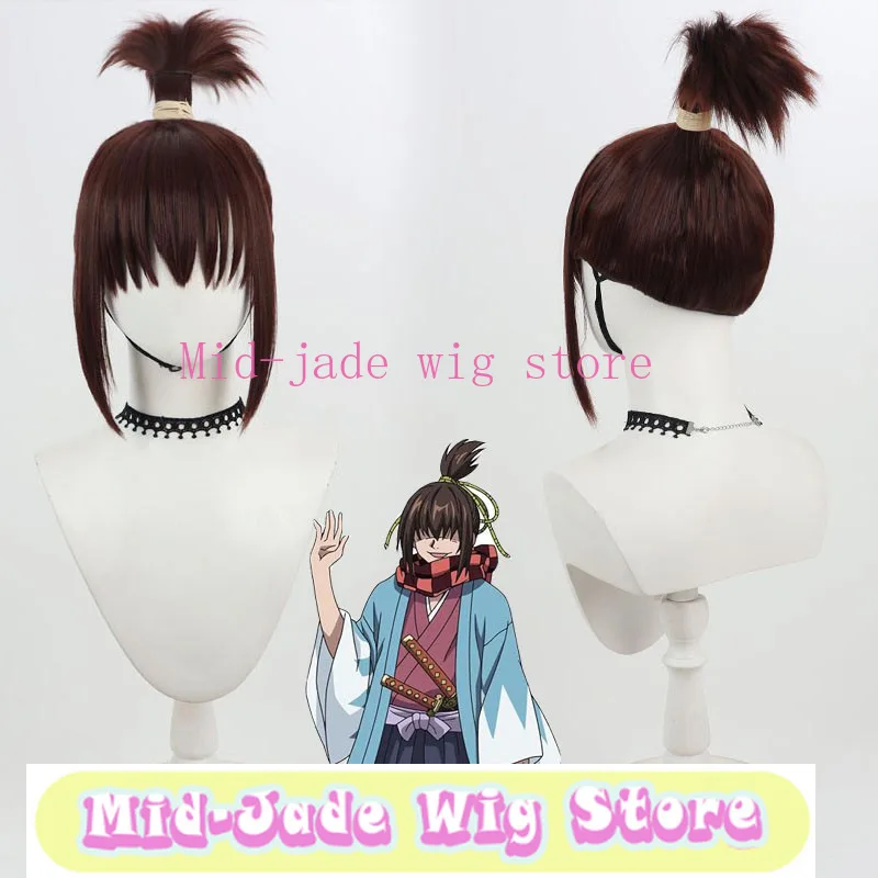 Okita Souji Cosplay Wig High Ponytail Black Hair Natural Scalp Effect for Cosplay Competition New Year Event