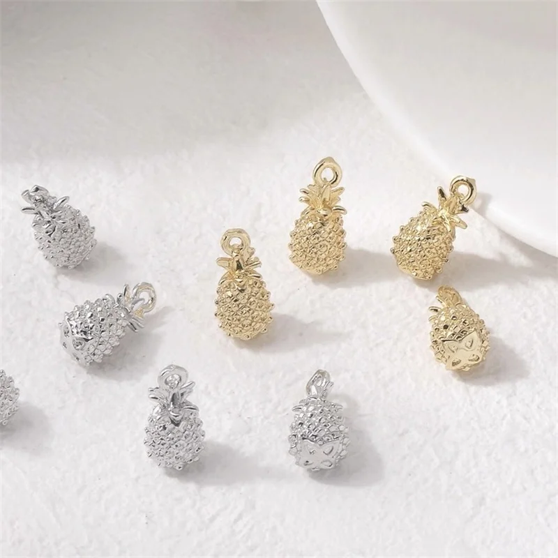 وصل جديد 30 قطعة/الوحدة اللون طباعة الكرتون الأناناس شكل النحاس العائمة المدلاة الخرز diy مجوهرات الملابس قلادة الإكسسوارات #2