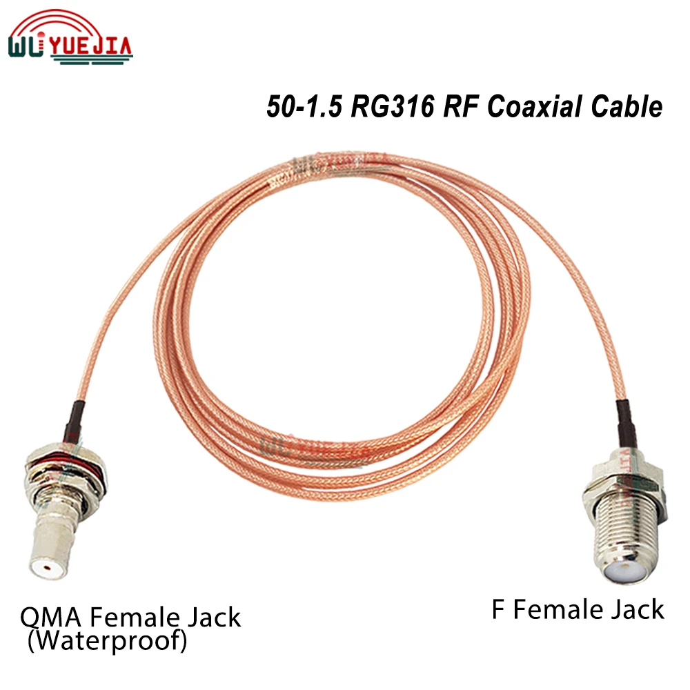 1Pcs QMA Type to F Cable Bulkhead QMA Female Jack to F Male Plug / F Female Jack Connector 50-1.5 RF Coaxial Cable 10CM-20Meters