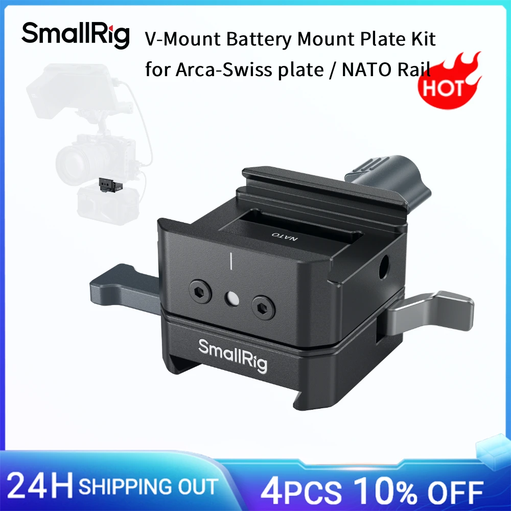 Image of SmallRig V-Mount-Batteriehalterungsplatten-Set für Arca-Swiss-Platten/NATO-Schienen, drehbares V-Lock-Design, ungestörte Kamerabedienung