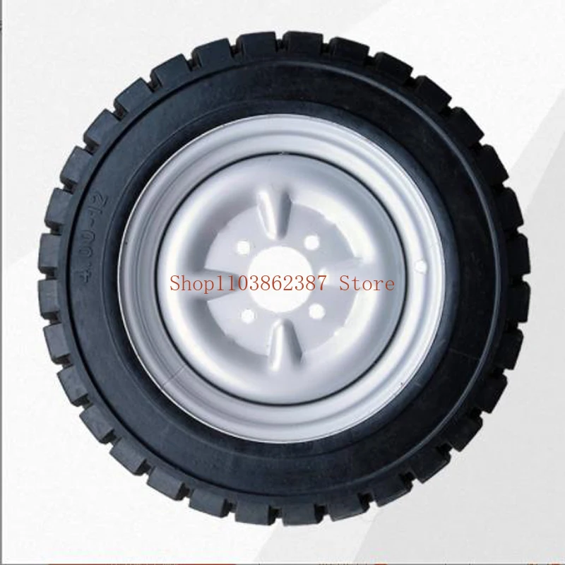 4.00-12 Four-hole Solid Tire 70mm Steel Ring Engineering Electric Wheel Tricycle Rubber