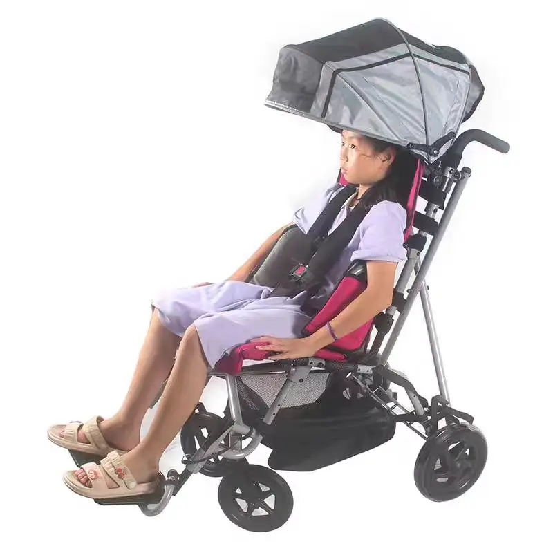 CS07 Adjustable Seat Depth & Backrest Angle & Footrest Cerebral Palsy Wheelchair Stroller for Disabled Special Needs Child Adult