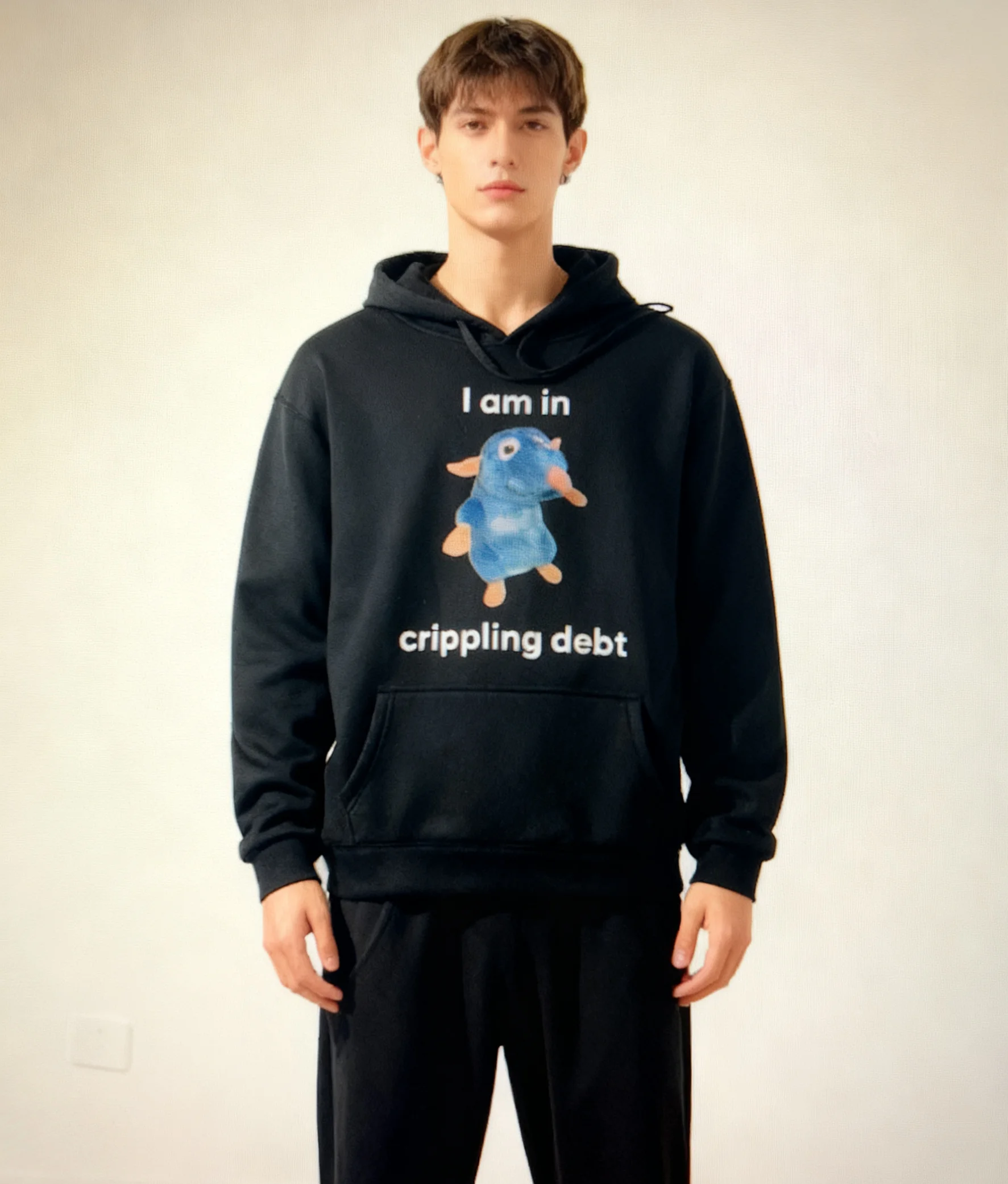 أنا في Crippling Debt هوديي لطيف وممتع نمط الماوس مطبوعة هوديي الرجال والنساء ملابس رياضية موضة ملابس الشارع