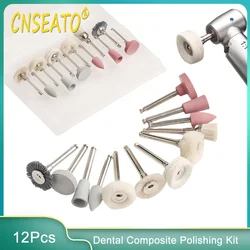 12Pcs Dental Composite Polishing Kit For Low-Speed Handpiece Porcelain RA 2.35mm Polishing Grinding Heads Dentist Teeth Polisher