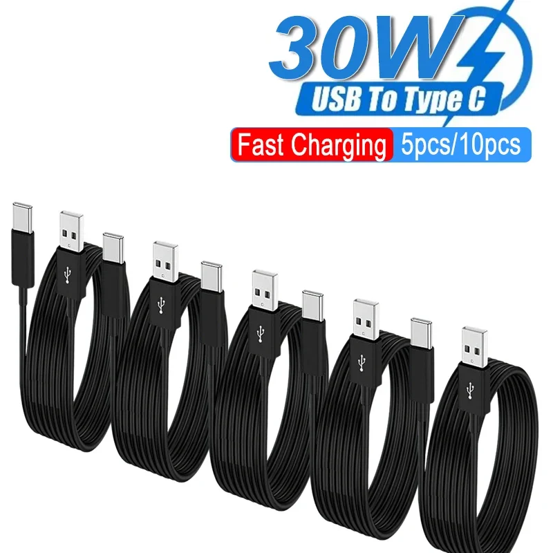 5pcs/10pcs 30W USB A To Type C Cable Date Syuc Fast Charging Cord For Huawei Xiaomi Samsung USB C phone Fast Charger Accessories