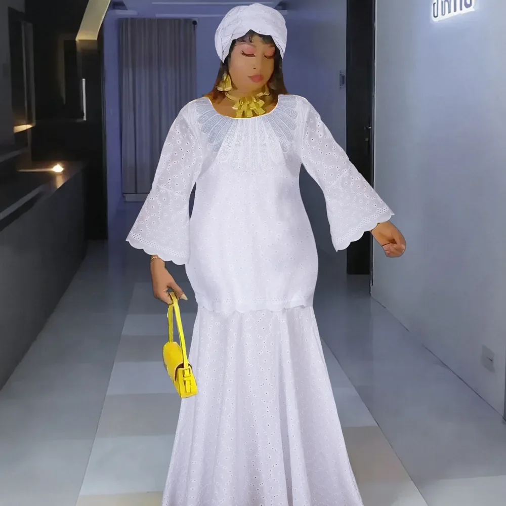 فساتين أفريقية للنساء الأنيقات تفريغ الدانتيل كم طويل أنيق الزفاف عباية Dashiki أنقرة رداء طويل ماكسي فستان Vestidos