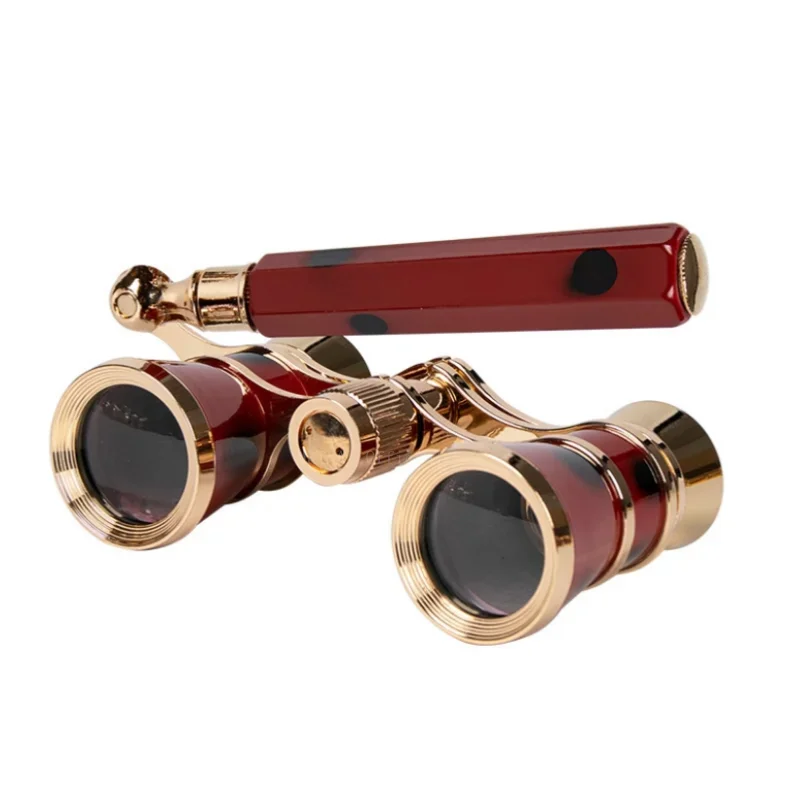 Glasses Binoculars 3x25 Theater Glasses Mini Binocular Compact with Chain Handle for Watching Opera Musical Concert