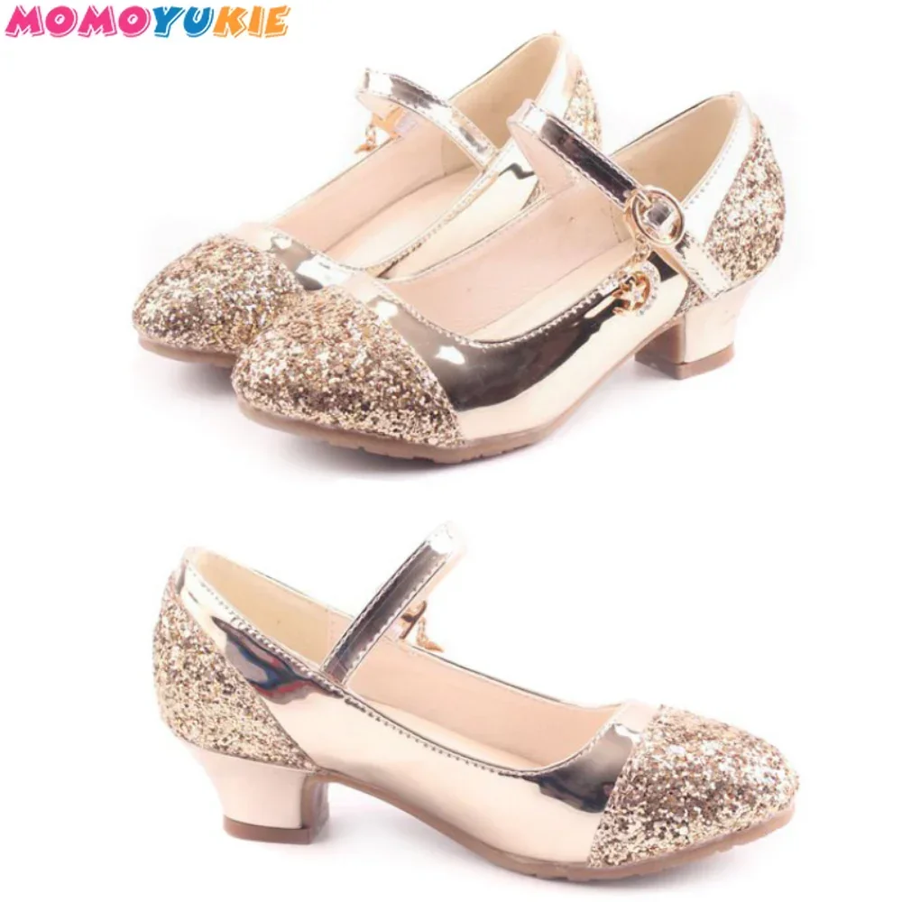 Fashion Bow-knot Kids Flats Glitter Shoes ForGirls Dress Wedding Party Dance Shoes For Girls Casual Shoes Heel Princess Sandals