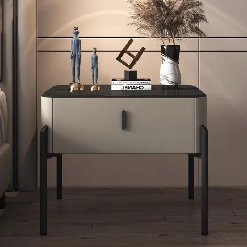 

t bedside table high sense light luxury 2024 new creative free installation Internet celebrity solid wood bedroom bedside table