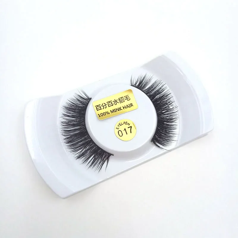 1 Pair Handmade 100% Mink Hair False Eyelashes Crossing lashes Natural Black Stalk style Makeup Tools