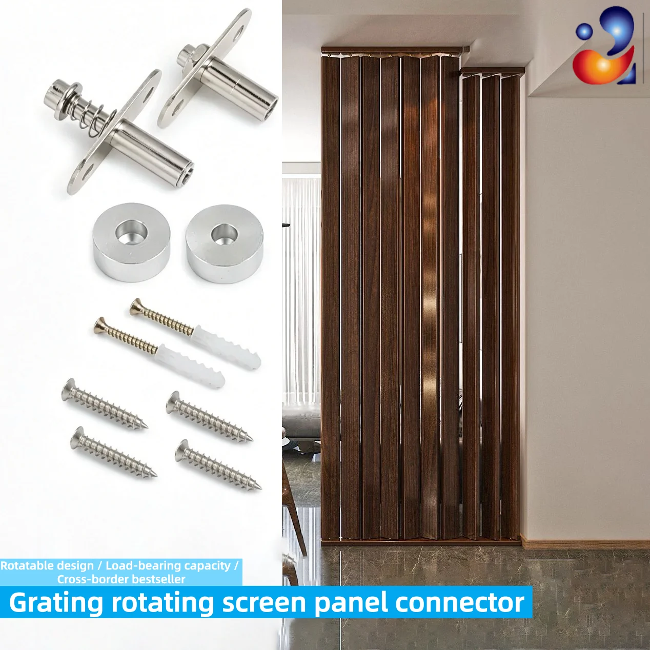 Home Heavy‑Duty Concealed 360‑Degree Rotating Hinge for Wooden Bar Grill Grates Partition with Screw Mounting Piece