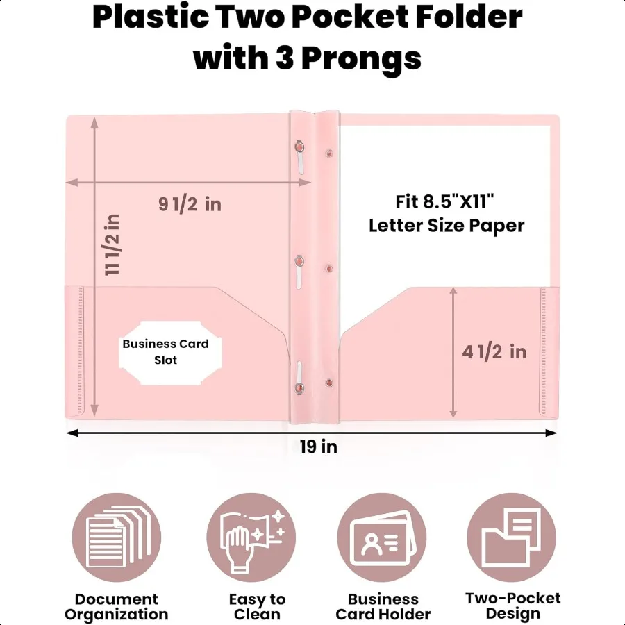 Cartelle a 2 tasche con punte Confezione da 12 cartelle in plastica colori pastello con tasche e punte adatte alla cartelle in poliestere formato lettera con Po