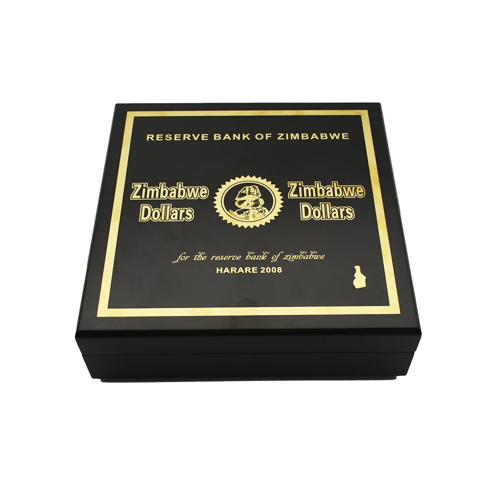 

Zimbabwe General Collection Wooden Box Paper Money Gold Foil Banknote Wooden Collection Box