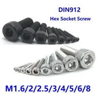 5-50pcs DIN912 M1.6 M2 M2.5 M3 M4 M5 M6 M8 304  A2 Stainless Steel grade 12.9 Black Hexagon Hex Socket Head Cap Allen Bolt Screw