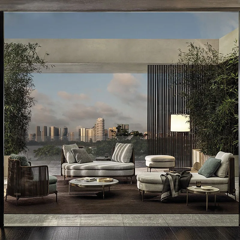 

Garden outdoor sofa leisure terrace garden rattan chair coffee table combination rattan sofa outdoor
