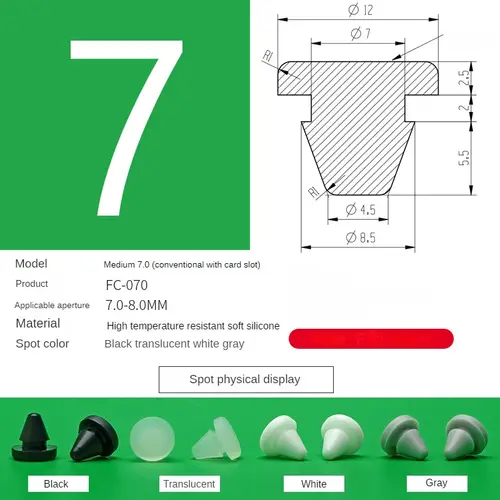 Silicone Plug Rubber Stopper T-plug Black Soft Match High Elasticity Cap Cover White Seismic Eyelet Muffling Thermostability - Image 16